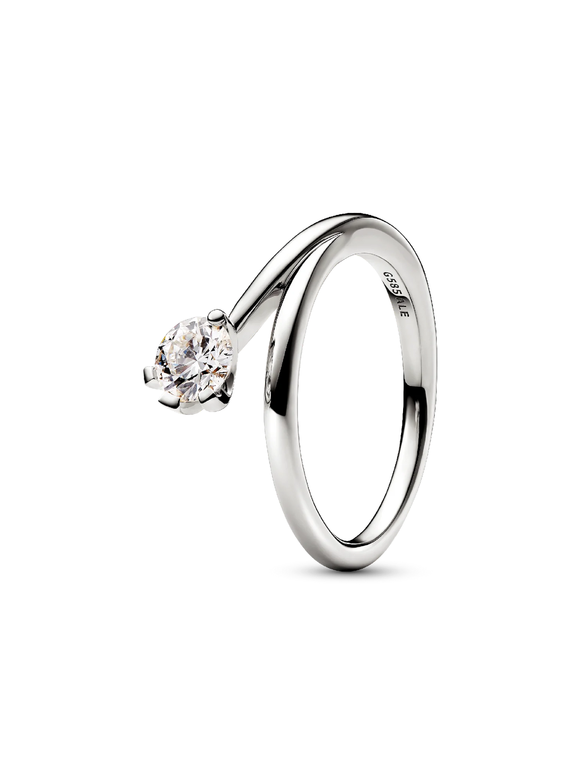 FINAL SALE - Pandora Nova 14k White Gold Lab-grown Diamond Asymmetric Ring