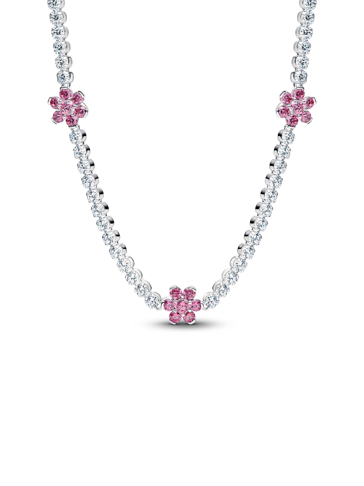 Pink Flower Tennis Necklace