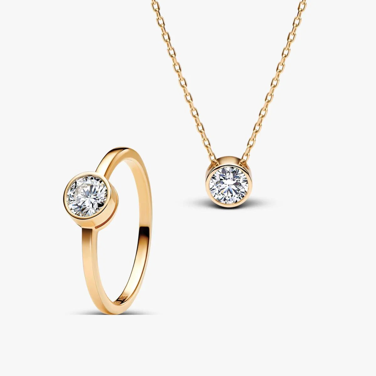 Lab-Grown Diamond Bezel Necklace & Ring Set