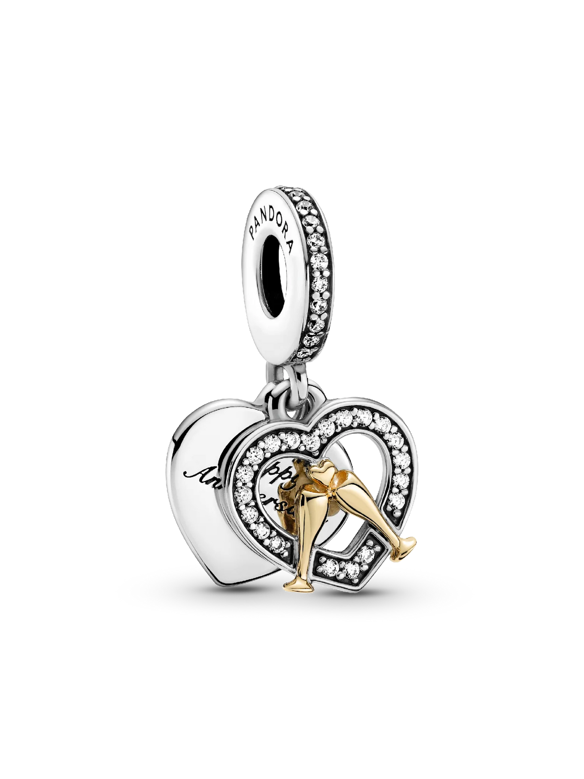 Two-tone Happy Anniversary Dangle Charm