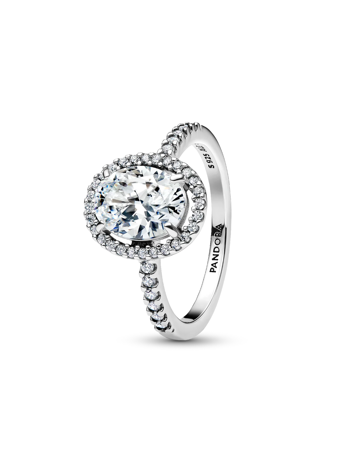 Oval Sparkling Halo Statement Ring