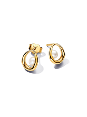 Organically Shaped Oval & Treated Freshwater Cultured Pearl Stud Earrings