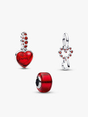 Red Hearts Charm Trio