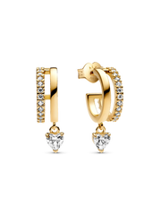 Dangling Heart Hoop Earrings
