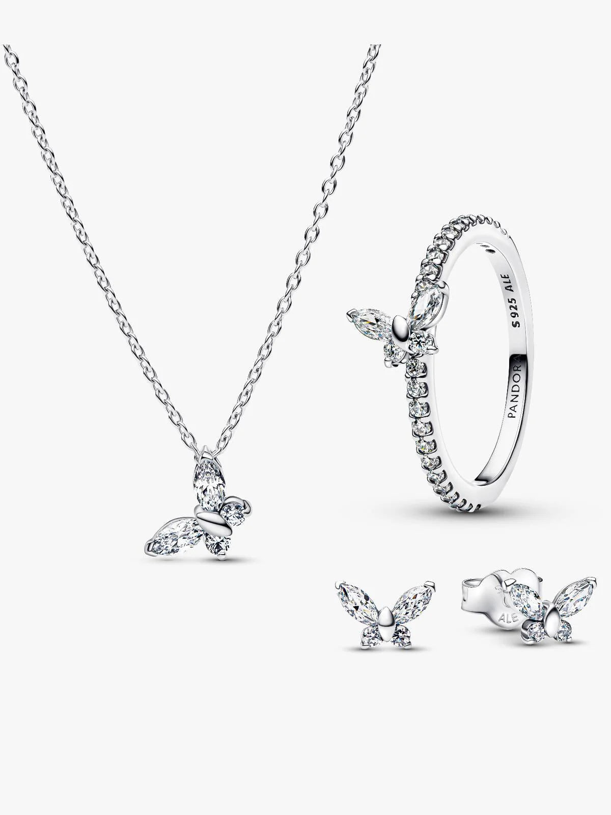 Sparkling Clear Butterfly Jewelry Set