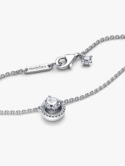Sparkling Round Halo Pendant Collier Necklace