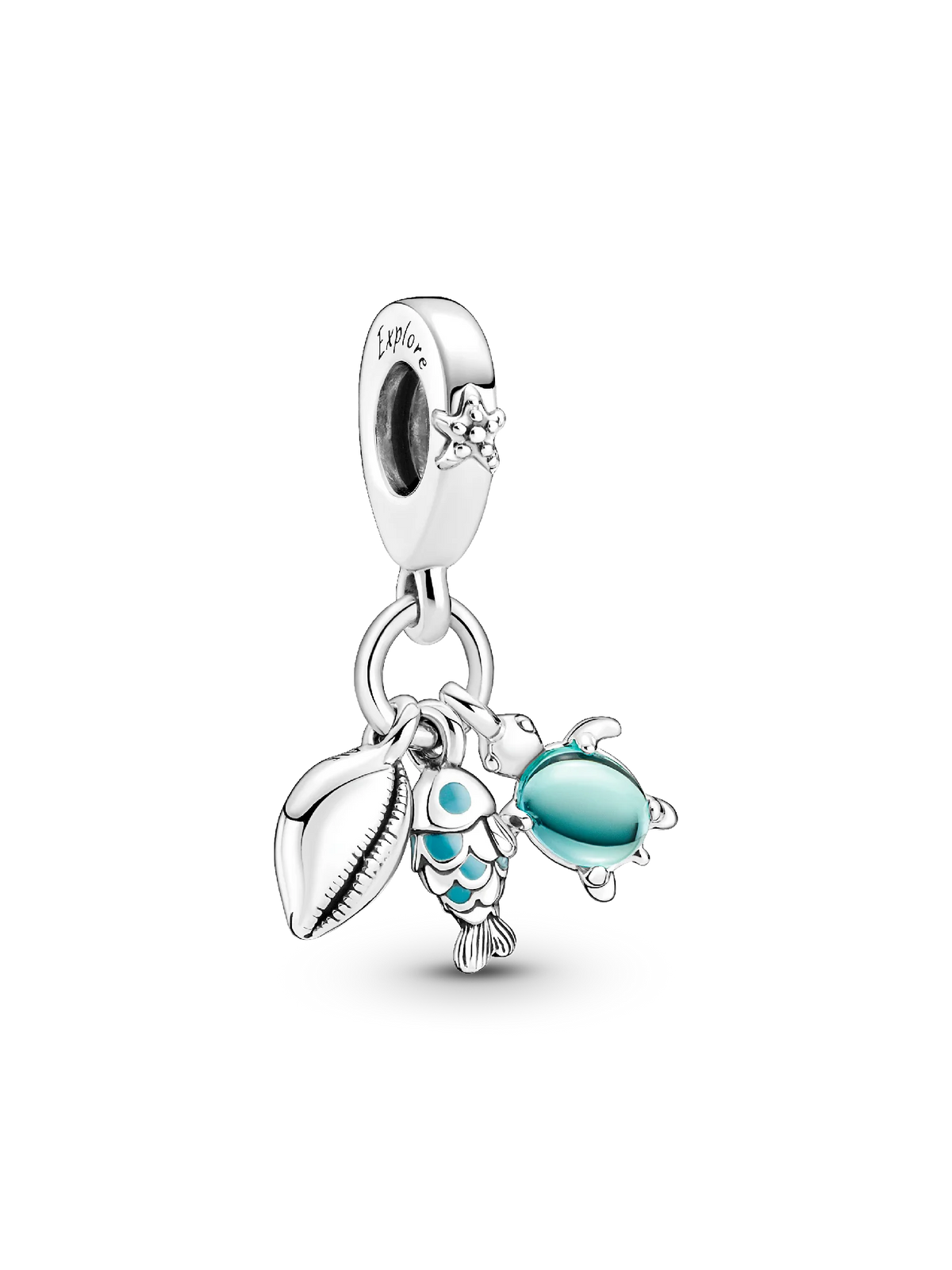 Fish, Sea Turtle & Conch Triple Dangle Charm