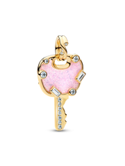 Opalescent Pink Love Key Large Dangle Charm