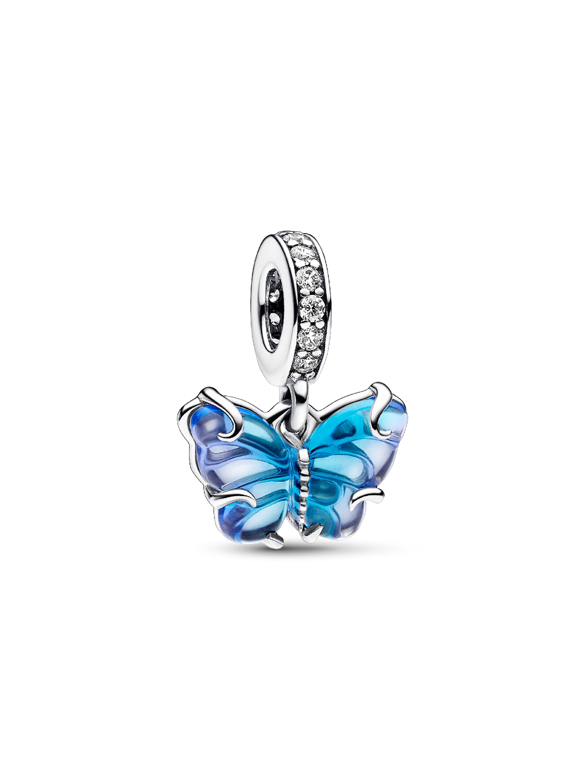 Pink & Yellow Murano Glass Butterfly Dangle Charm