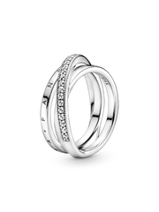Crossover Pavé Triple Band Ring