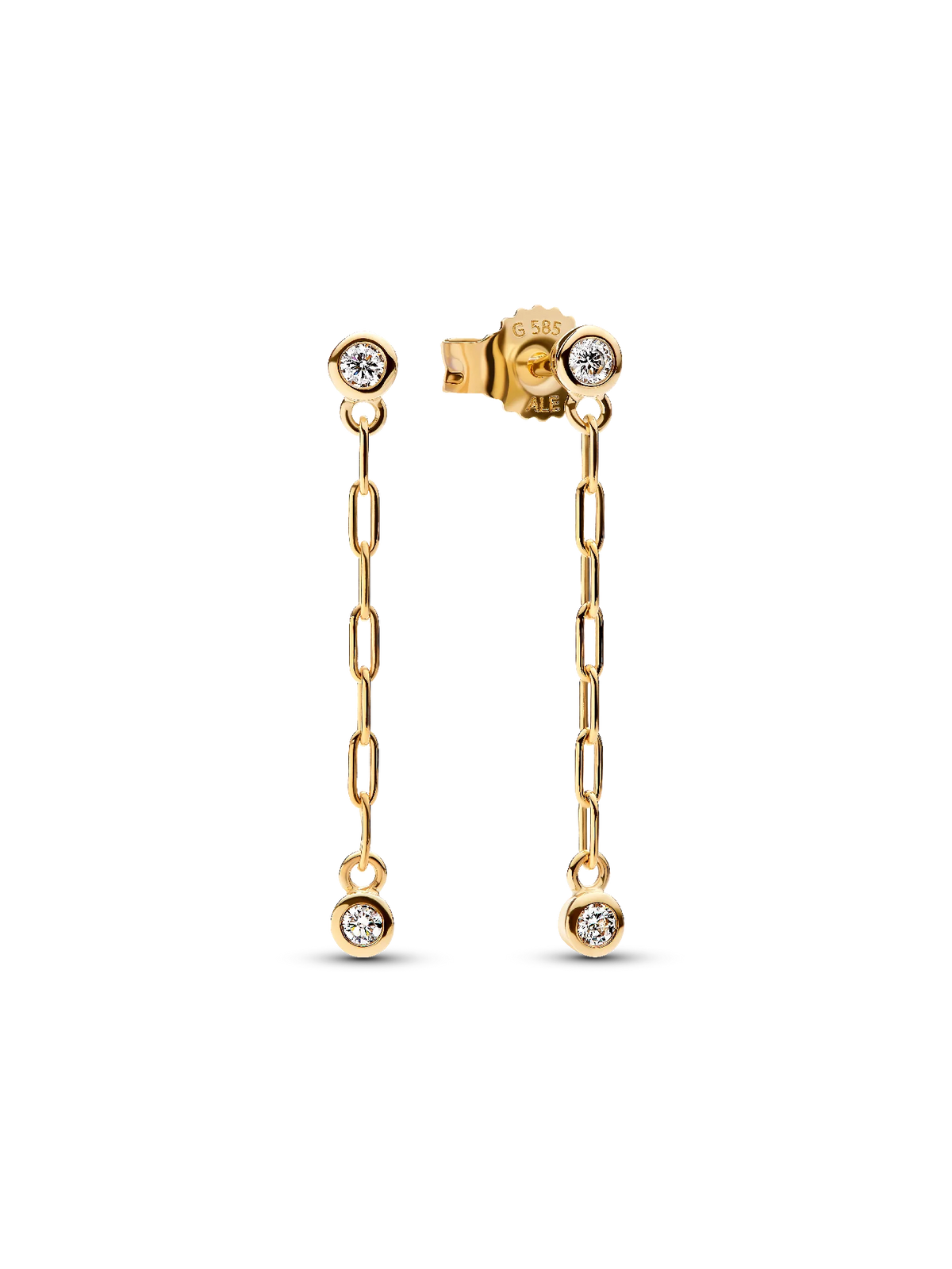 Pandora Era Bezel Lab-Grown Diamond Paperclip Chain Drop Earrings