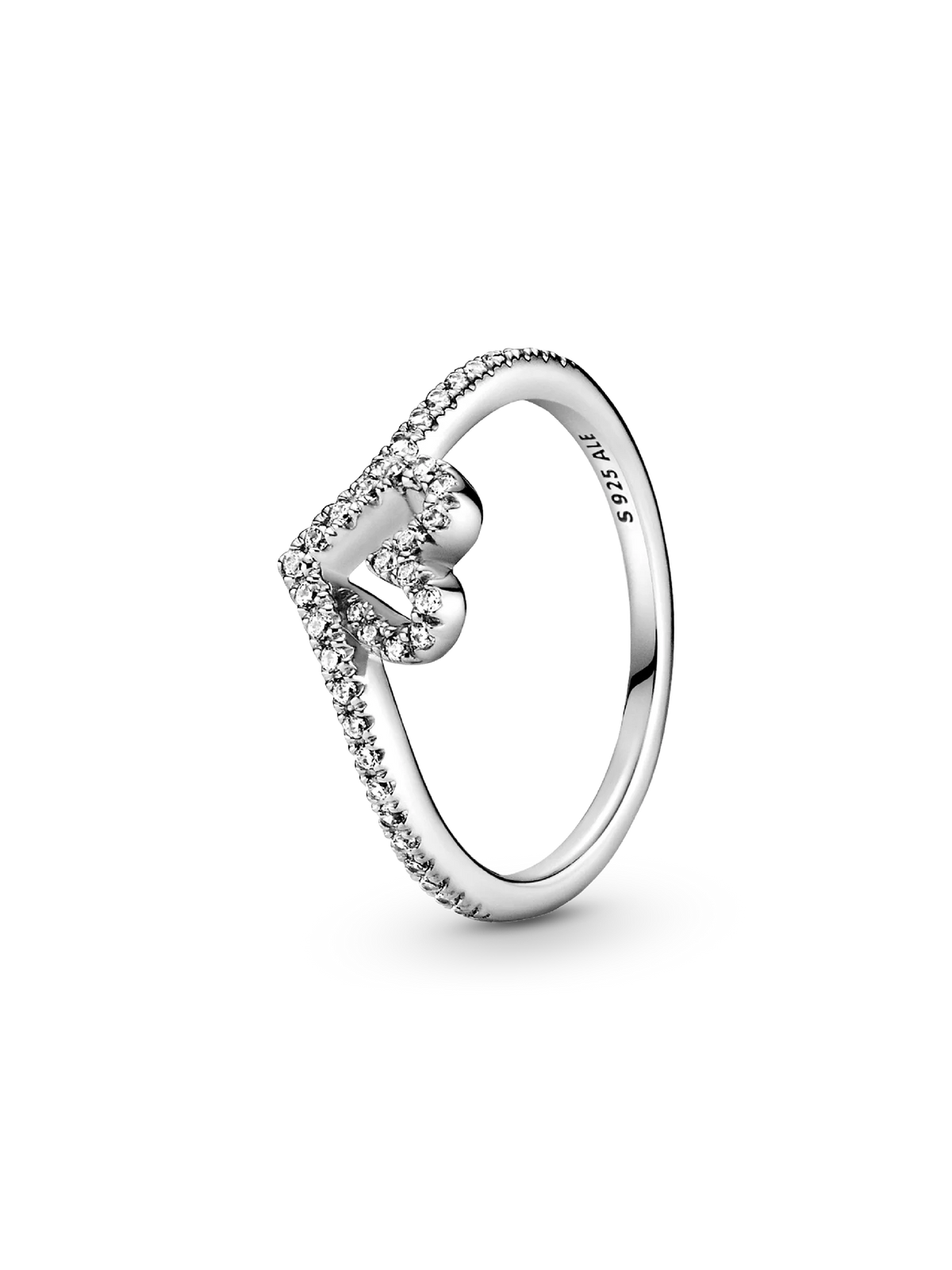 Sparkling Wishbone Heart Ring