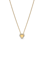 Engravable Heart Halo Collier Necklace