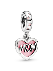 Mom Script Heart Dangle Charm
