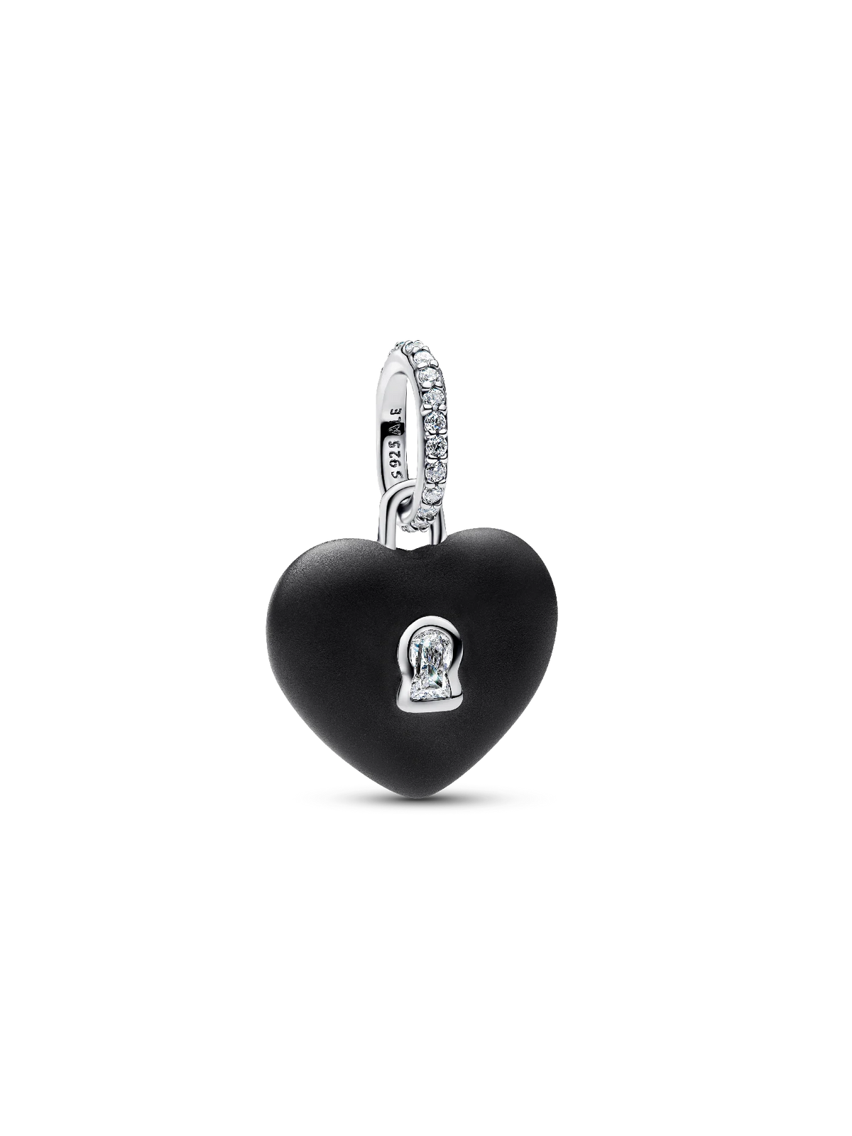 FINAL SALE - Matte Black Ceramic Heart Padlock Dangle Charm
