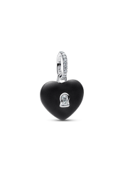 FINAL SALE - Matte Black Ceramic Heart Padlock Dangle Charm