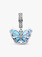 Pink & Yellow Murano Glass Butterfly Dangle Charm