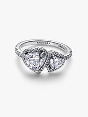 Sparkling Halo Hearts Ring