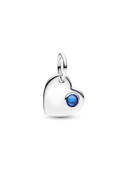 June Engravable Heart White Stone Dangle Charm