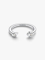 Pandora Talisman Sterling Silver Lab-Grown Diamond Evil Eye & Hamsa Hand Open Ring