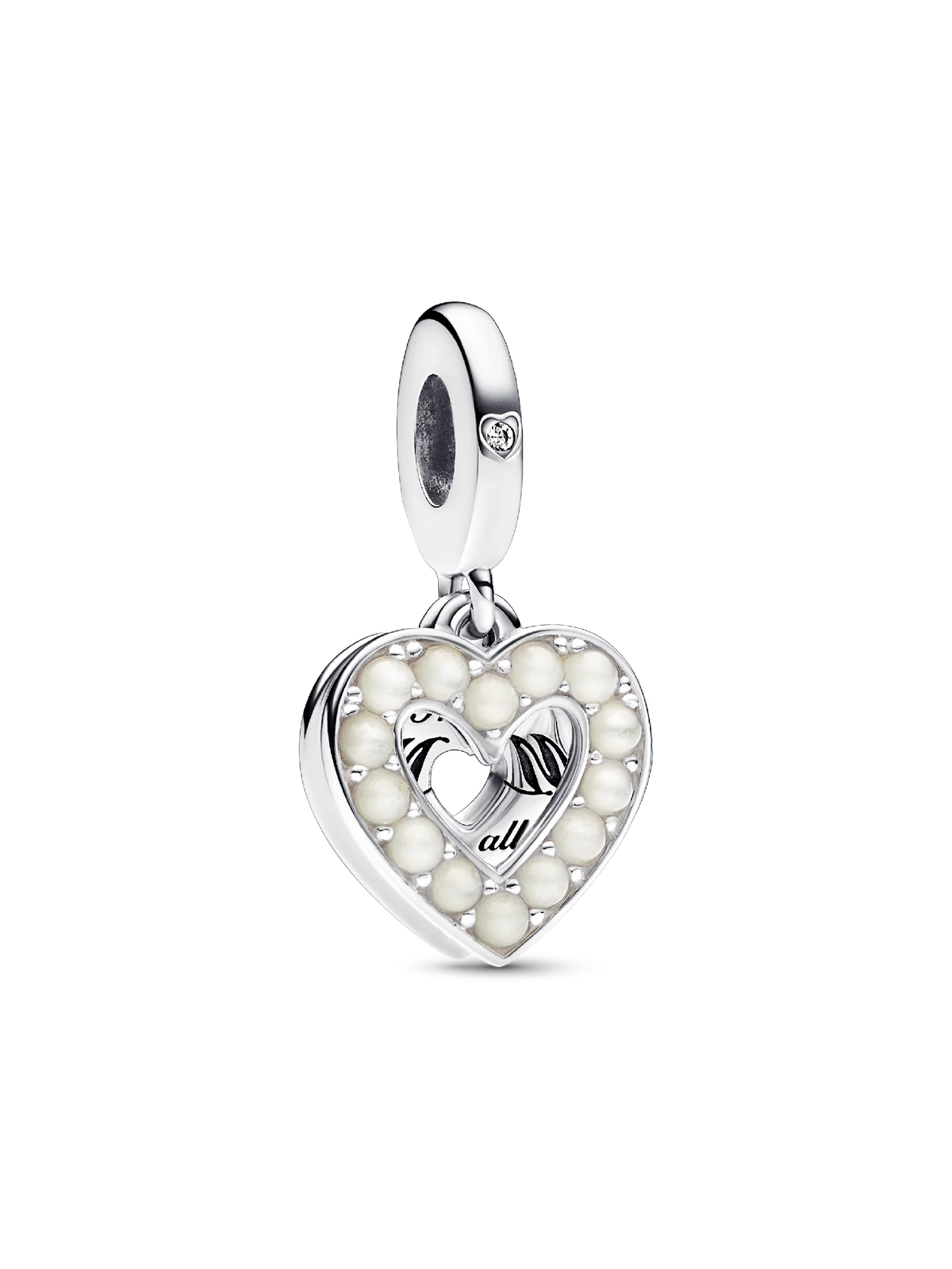 Pearlescent White Heart Double Dangle Charm