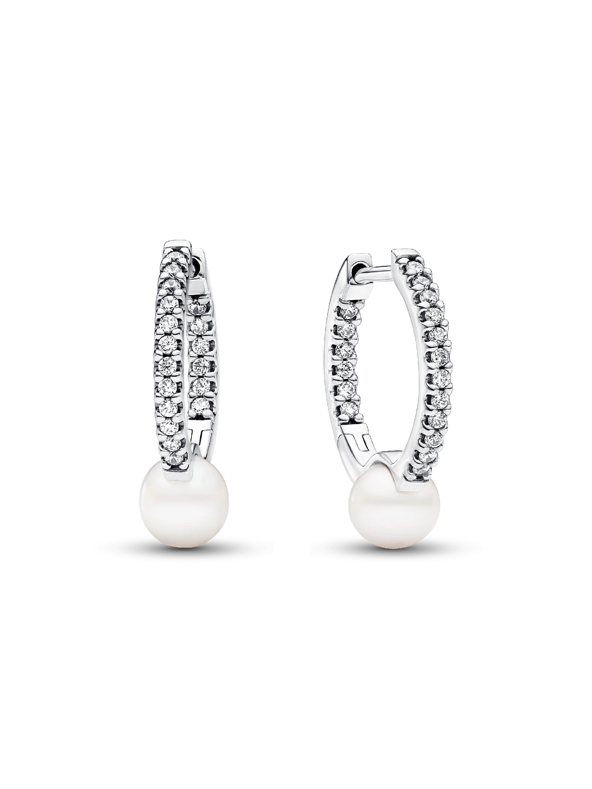 FINAL SALE - Treated Freshwater Cultured Pearl & Pavé Hoop Earrings