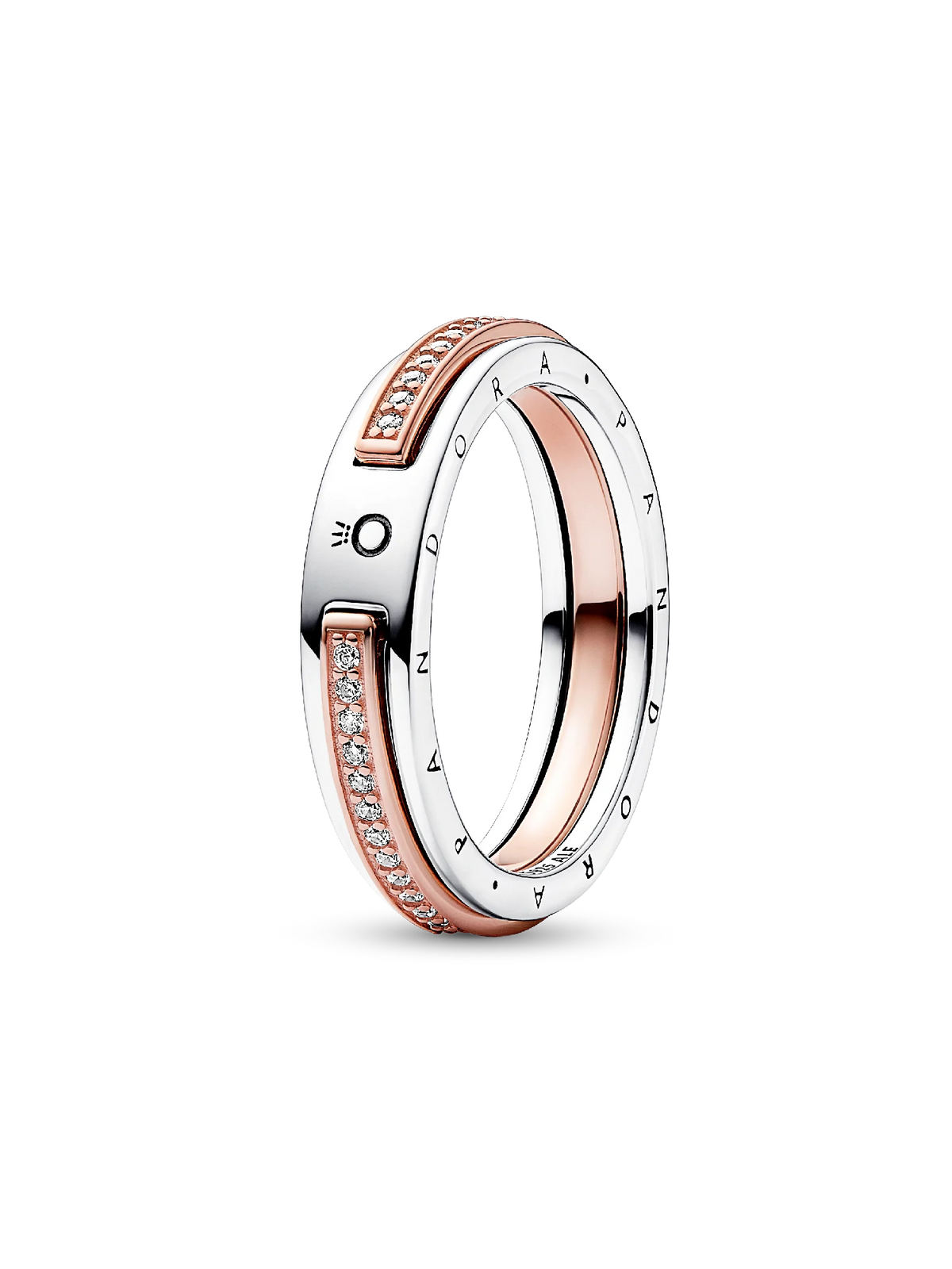 Pandora Signature Two-tone Logo & Pavé Ring