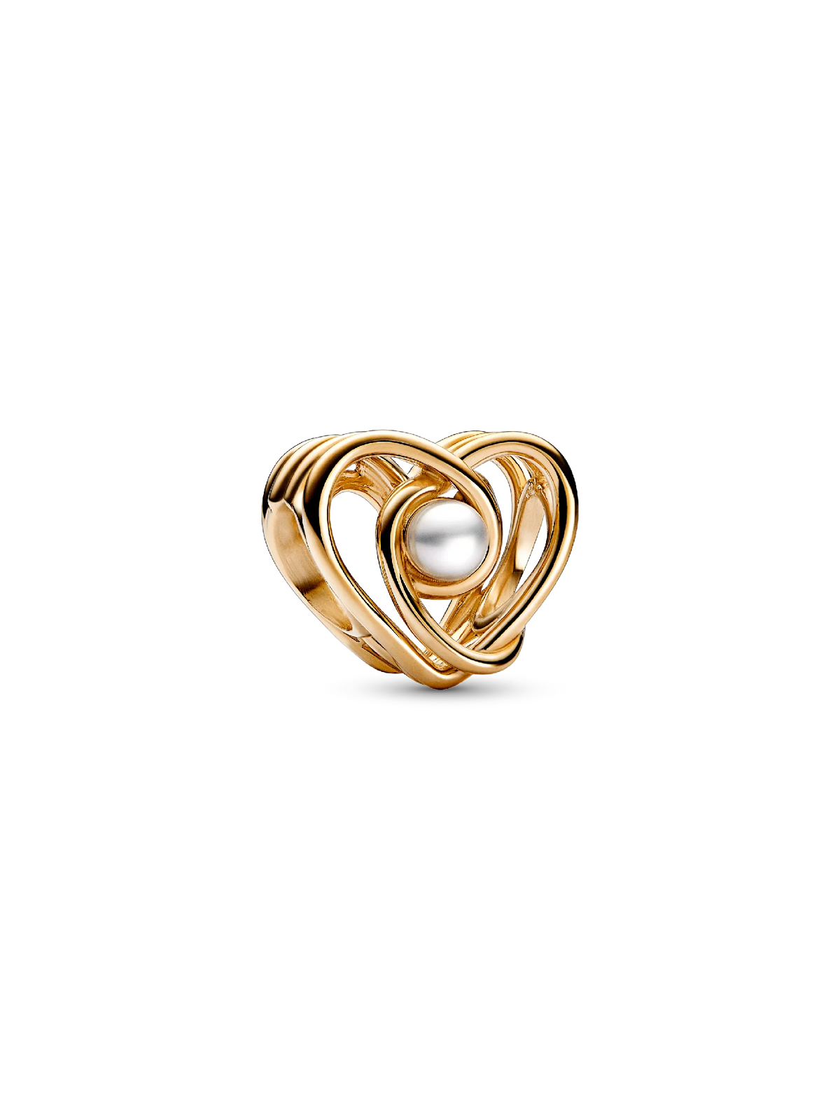 Openwork Swirling Heart & Treated Freshwater Cultured Pearl Charm