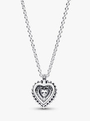 Sparkling Heart Halo Pendant Necklace