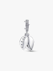 White Rose in Bloom Double Dangle Charm