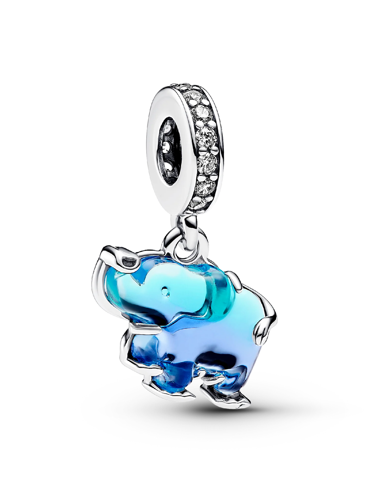 Blue Murano Glass Elephant Dangle Charm