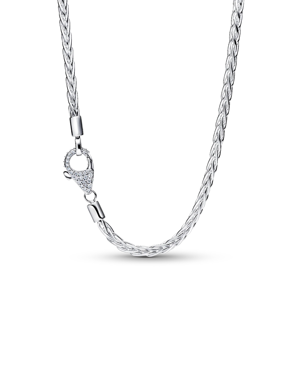 Pavé Clasp Foxtail Chain Charm Necklace