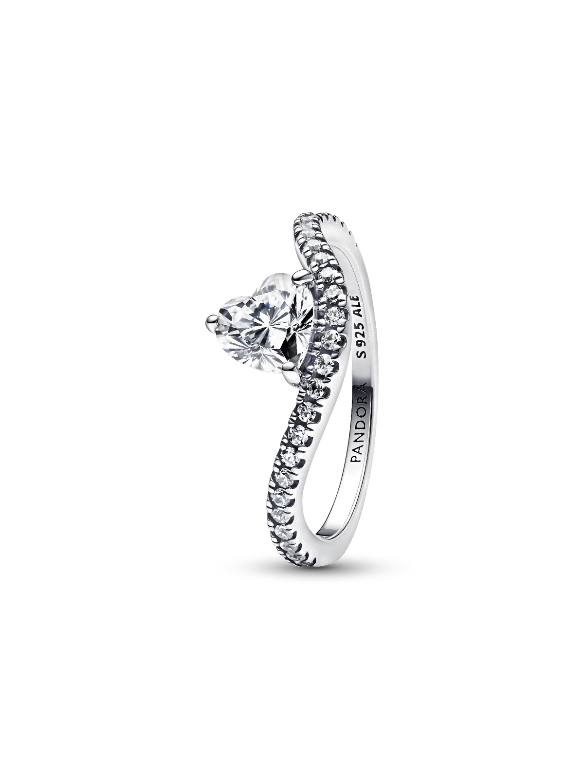 Wavy Pavé Heart Ring