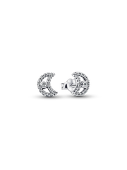 Sparkling Moon Stud Earrings