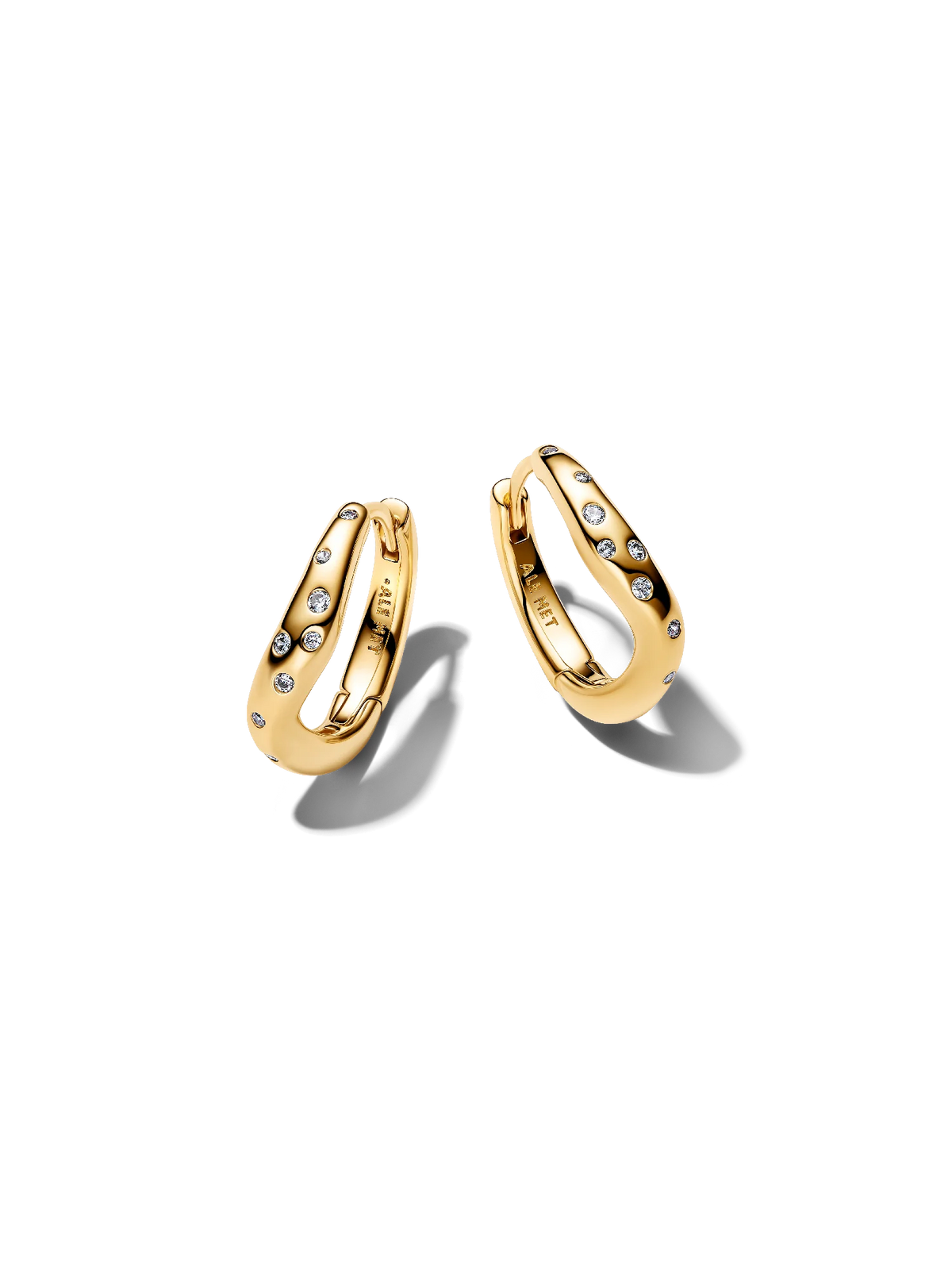 Organically Shaped Stone-Set Hoop Earrings