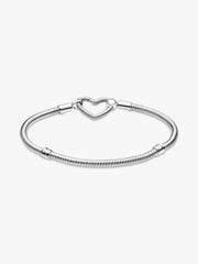 Pandora Moments Heart Closure Snake Chain Bracelet