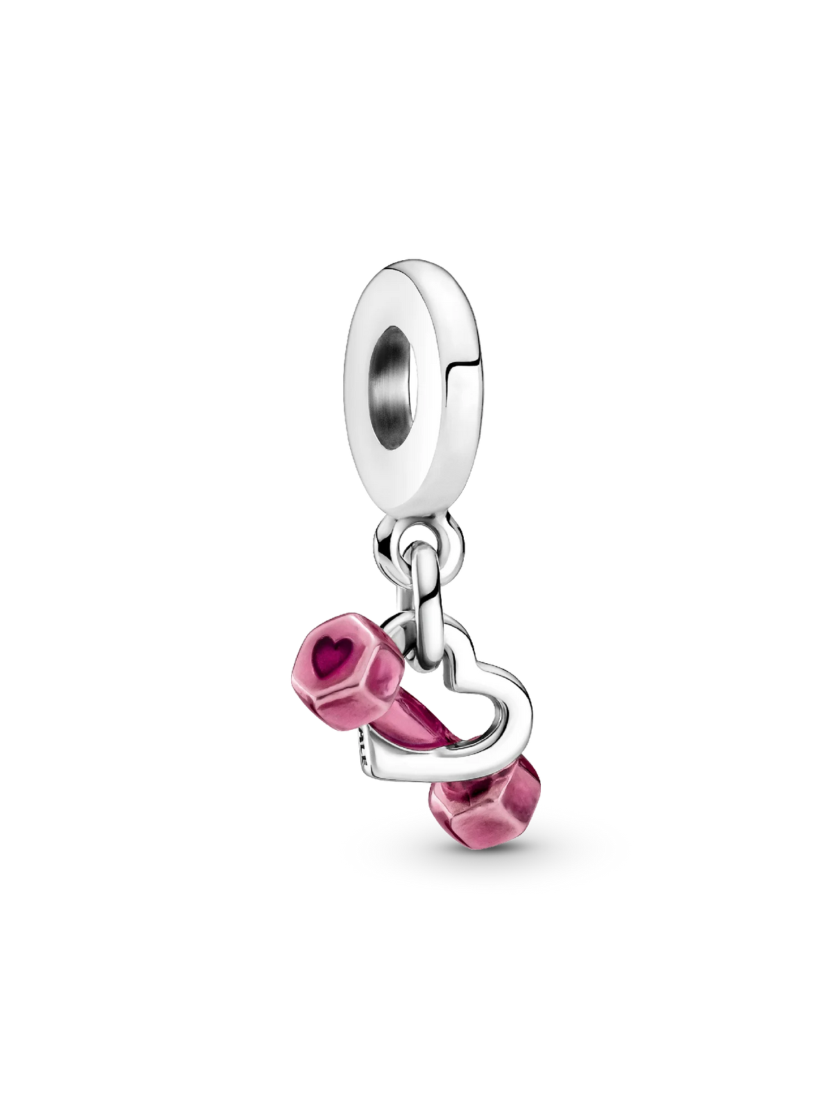 Dumbbell & Heart Dangle Charm