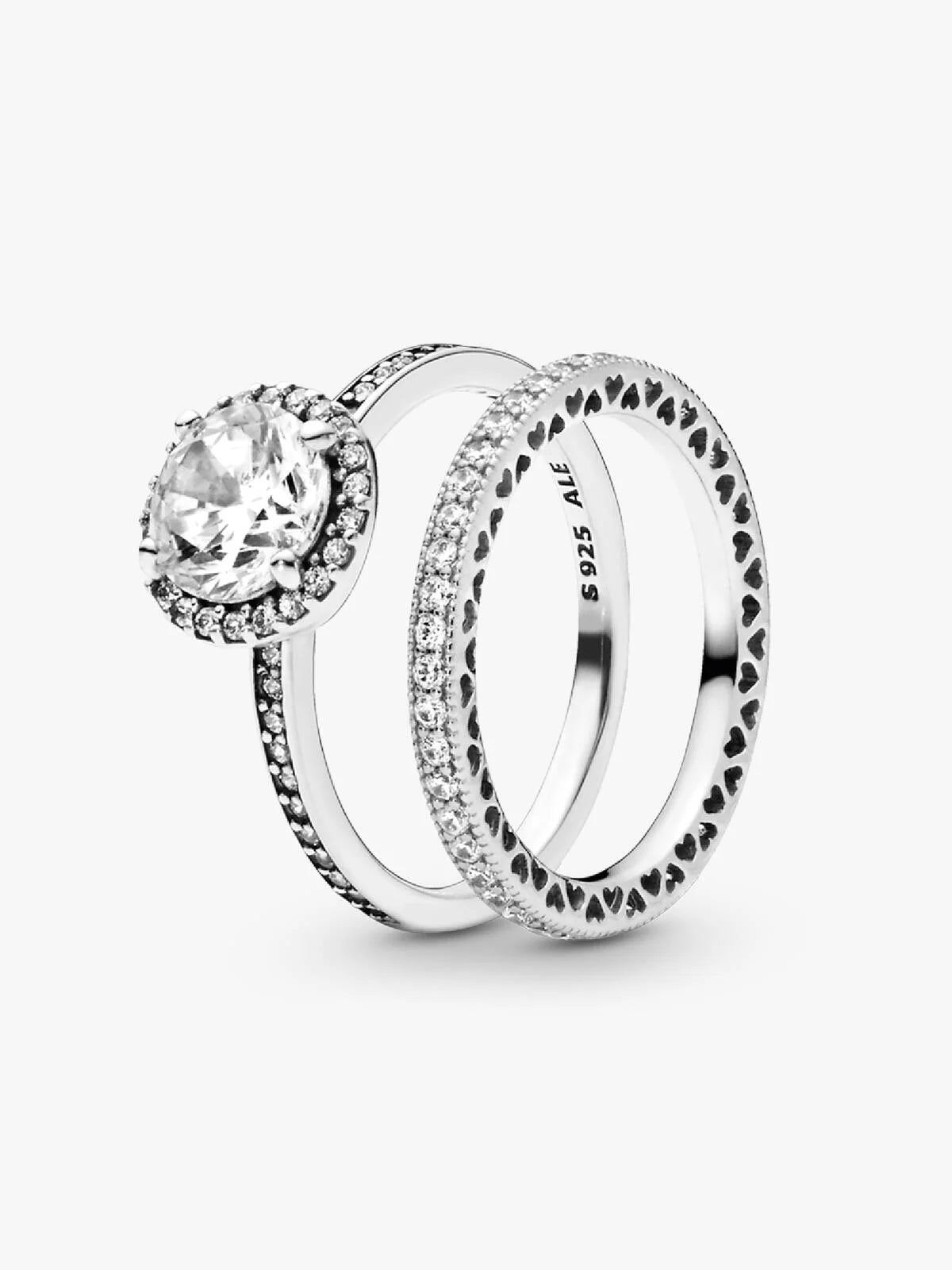 True Elegance Round Halo Ring Set