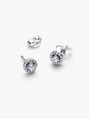 Round Pavé Halo Stud Earrings