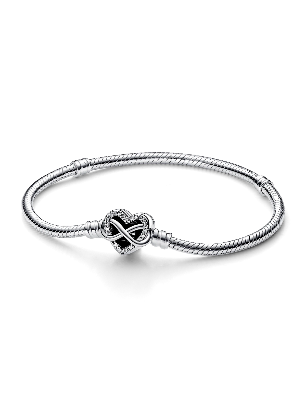 Pandora Moments Sparkling Infinity Heart Clasp Snake Chain Bracelet