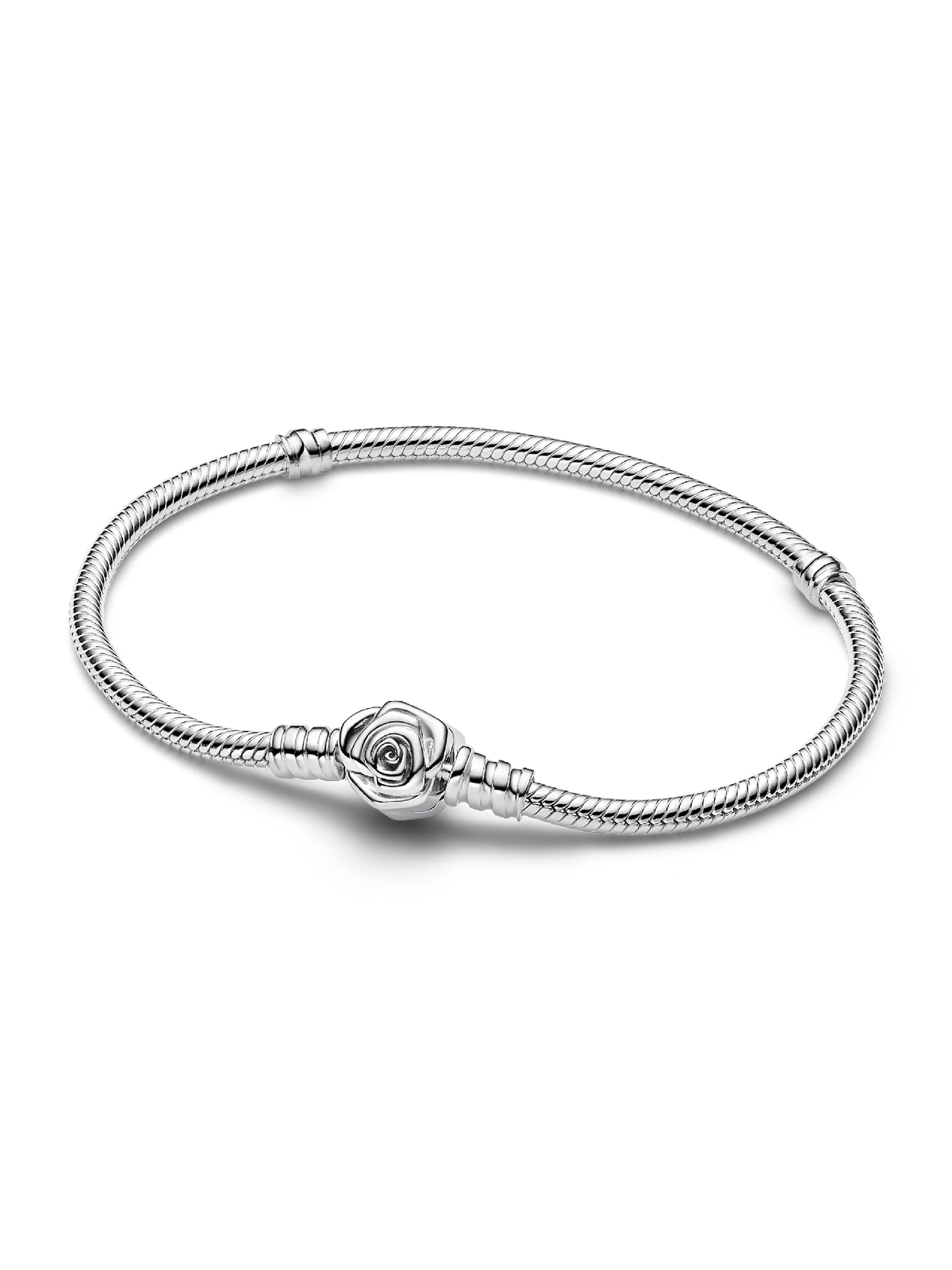Pandora Moments Rose in Bloom Clasp Snake Chain Bracelet
