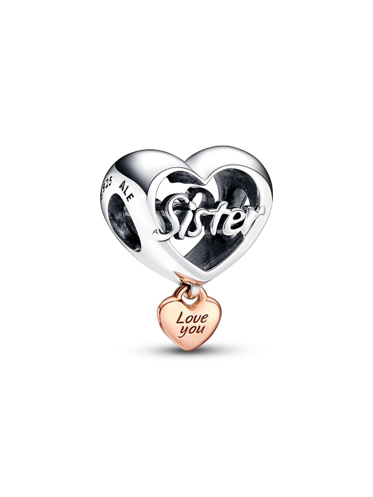Love You Sister Heart Charm
