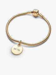 Engravable Round Tag Dangle Charm Bracelet Set