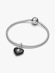 FINAL SALE - Matte Black Ceramic Heart Padlock Dangle Charm