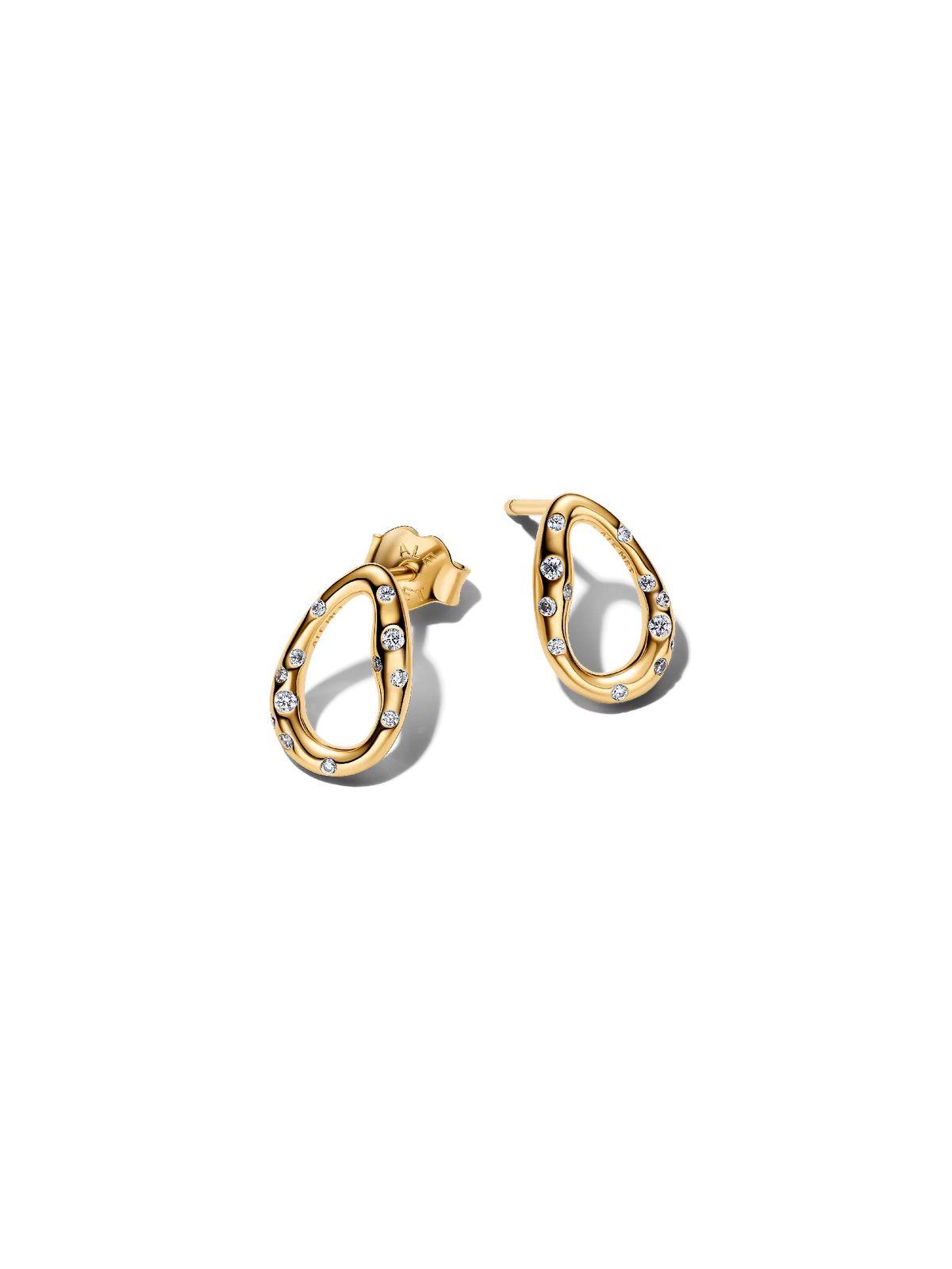 Organically Shaped Stone-Set Oval Stud Earrings