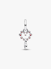 Connected Hearts & Red Stones Dangle Charm