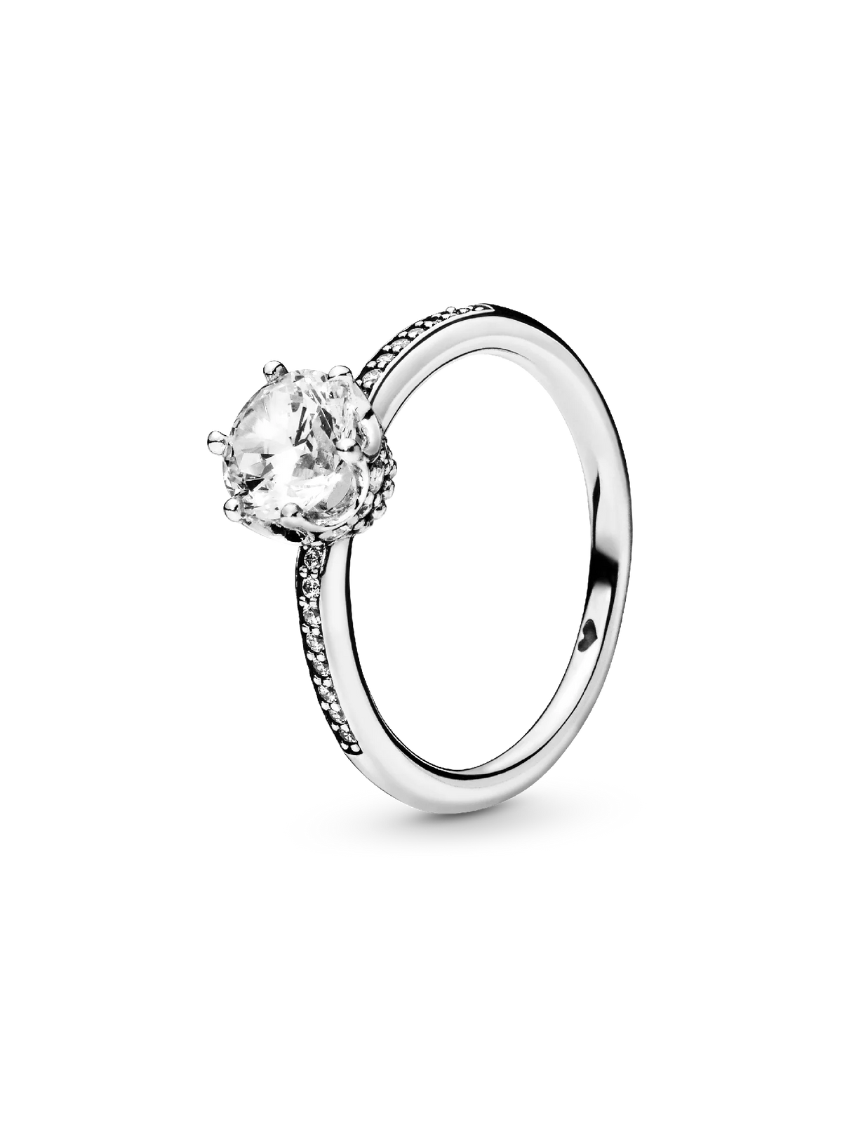 Clear Sparkling Crown Solitaire Ring