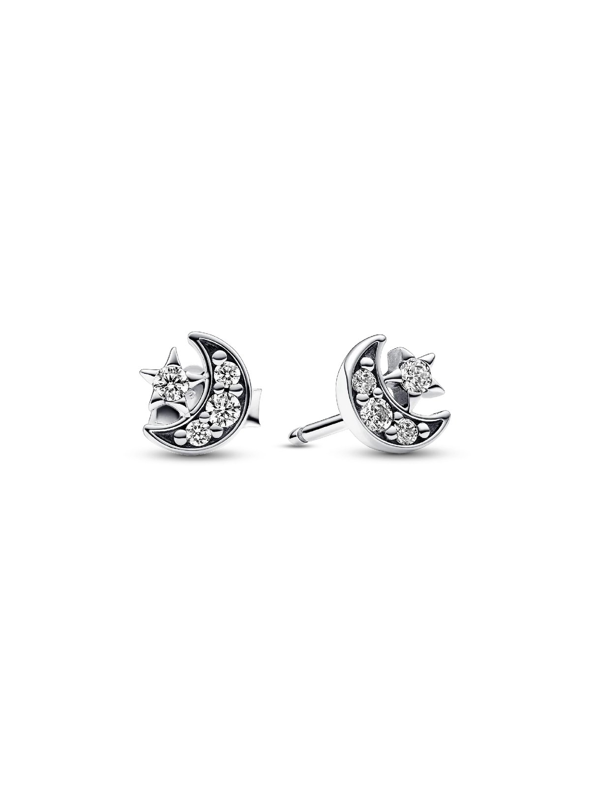 Sparkling Moon & Star Stud Earrings