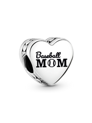 Baseball Mom Heart Charm