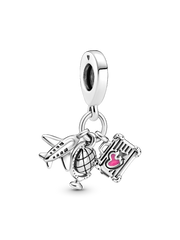 Airplane, Globe & Suitcase Dangle Charm